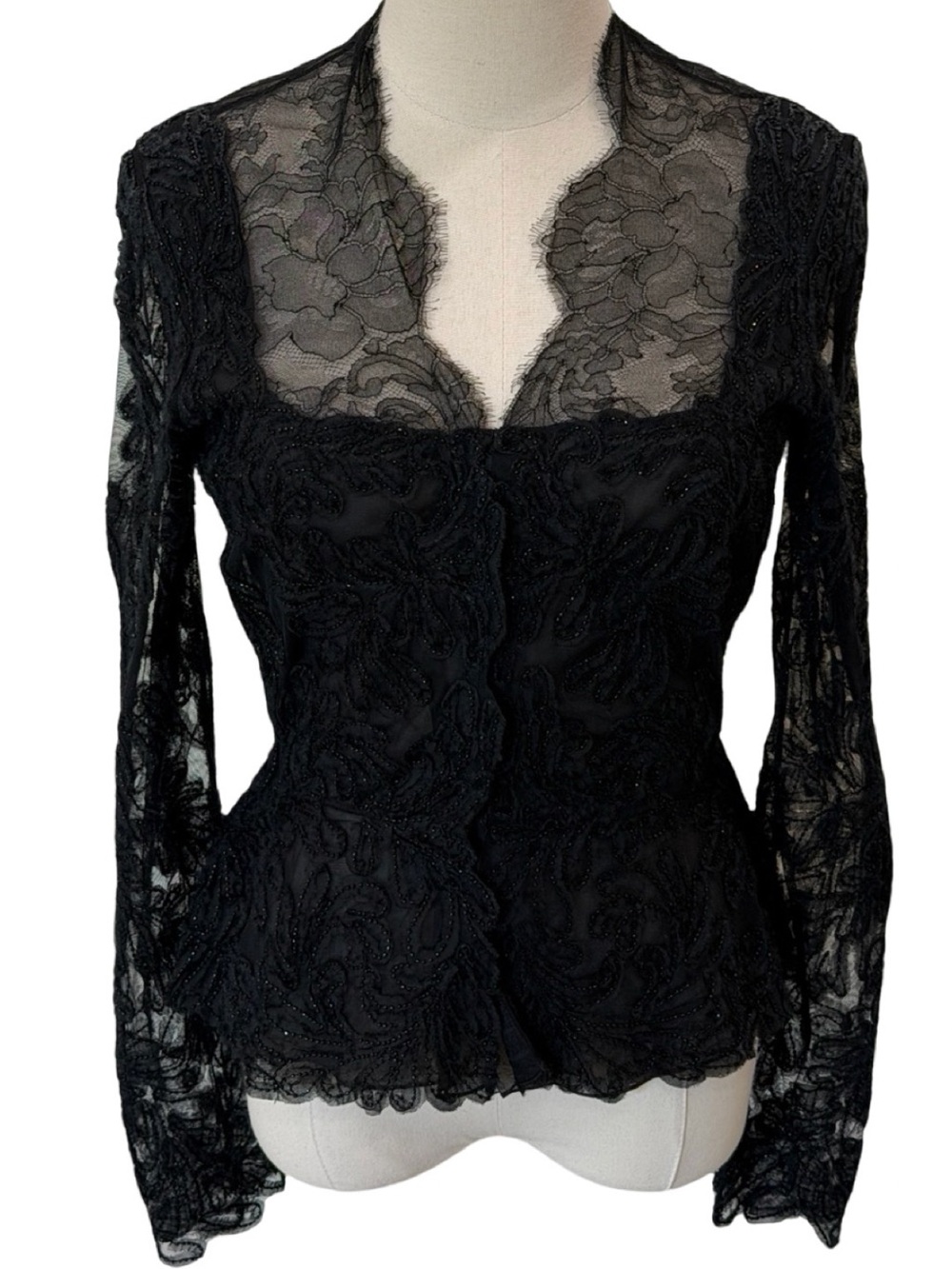 Vintage Melinda ENG Silk Lace Tailored Peplum Blazer